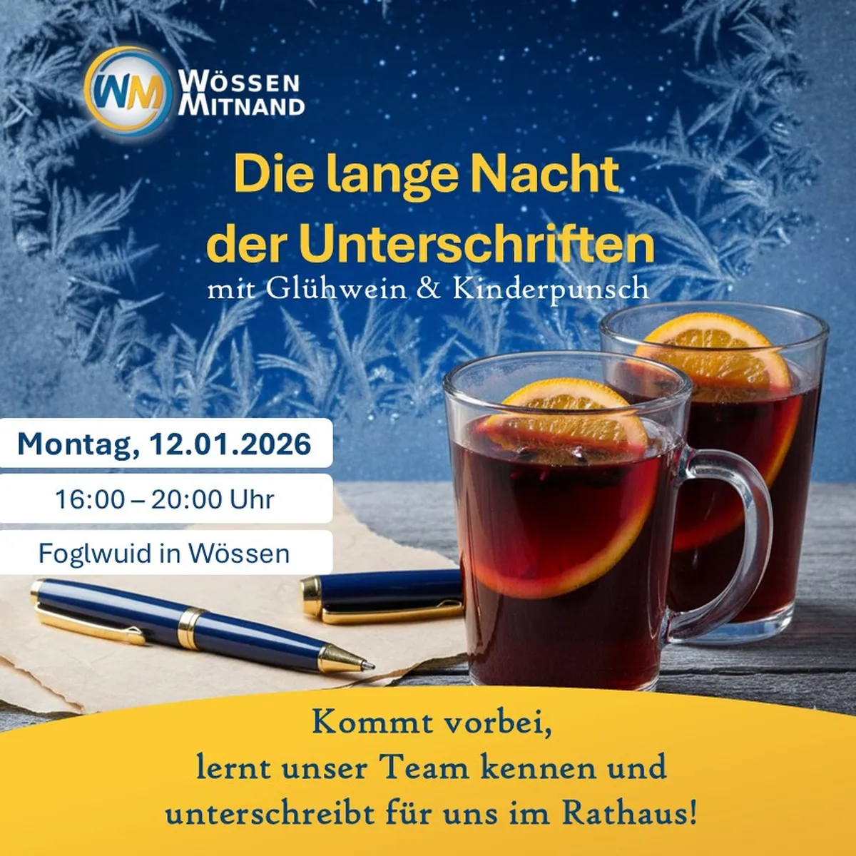 Wössen Mitnand lädt ein – Die lange Nacht der Unterschriften