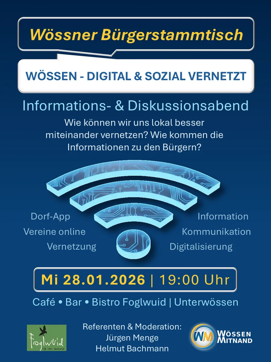 Wössner Bürgerstammtisch „Wössen – Digital & sozial vernetzt“